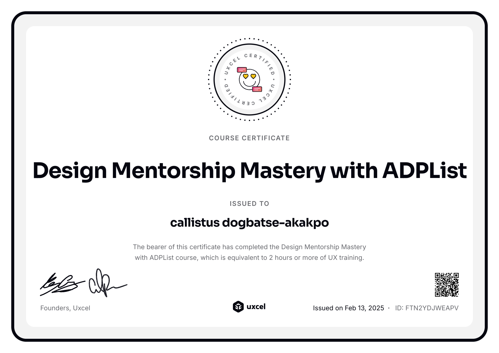 callistus dogbatse-akakpo's certificate
